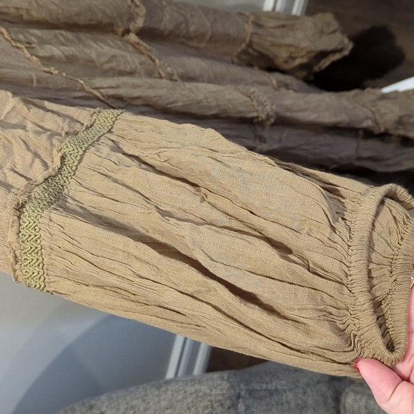 NWT Free People Bohemian Taupe / Green long Dress - Picture 5 of 9